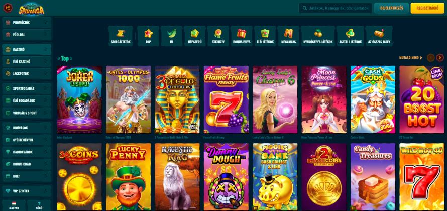 A Spinanga a legtöbb játékkal rendelkező Revolut kaszinó